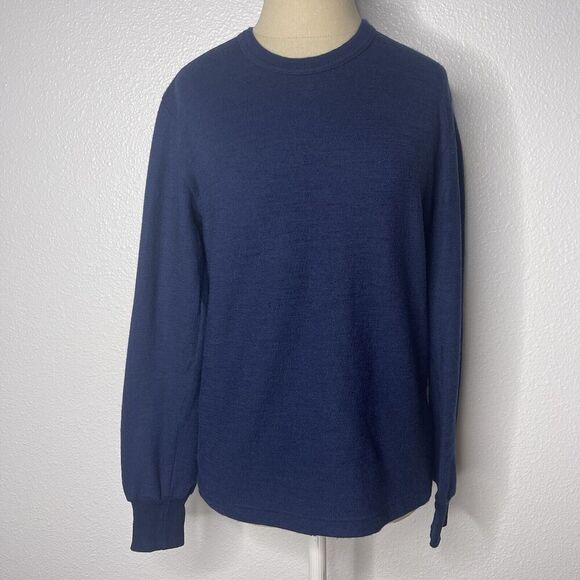 Vtg HELLY HANSEN Sz M Men's Blue LIFA Wool Blend Long Sleeve Baselayer Shirt - Picture 1 of 8
